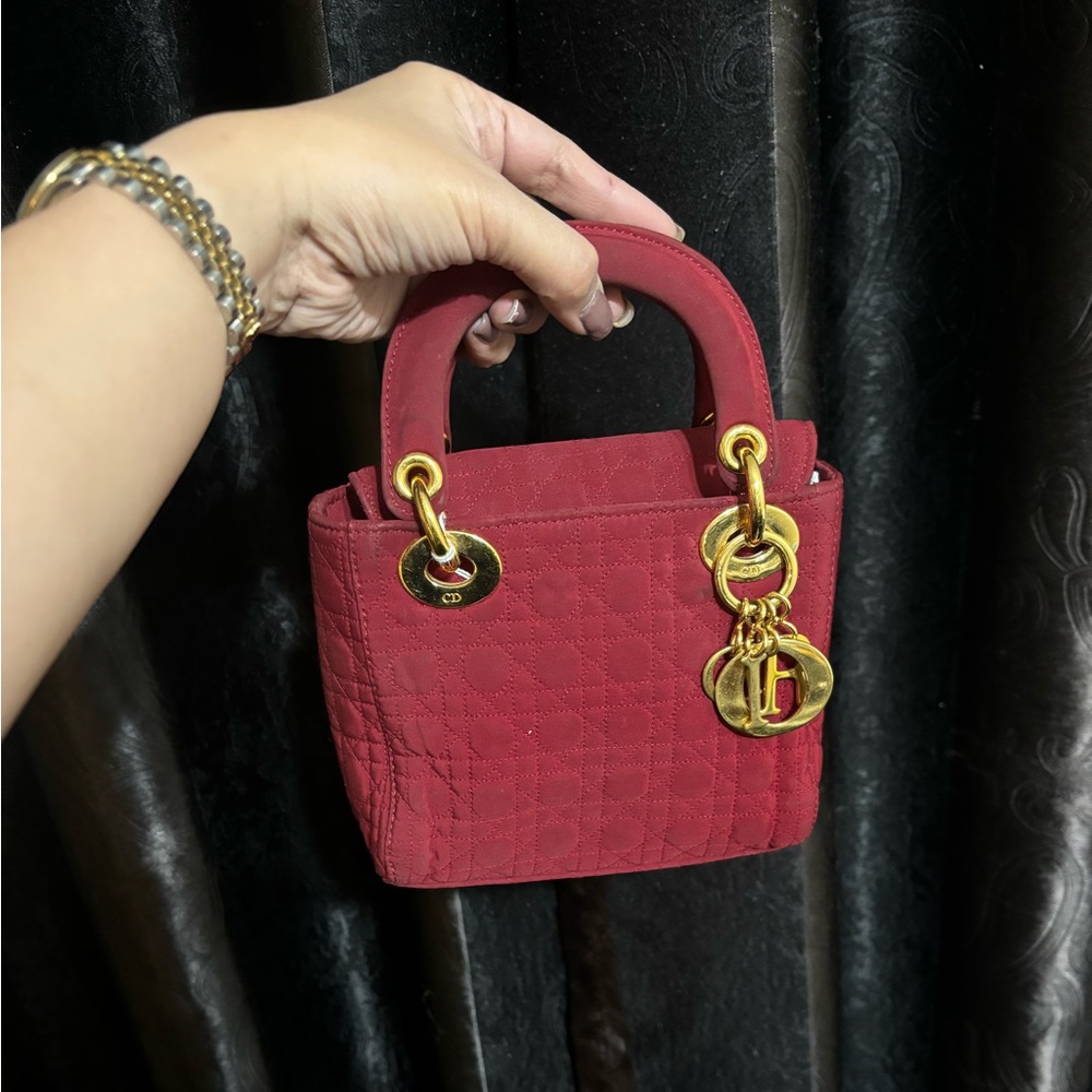 Lady Dior mini with strap, dustbag and paperbag
